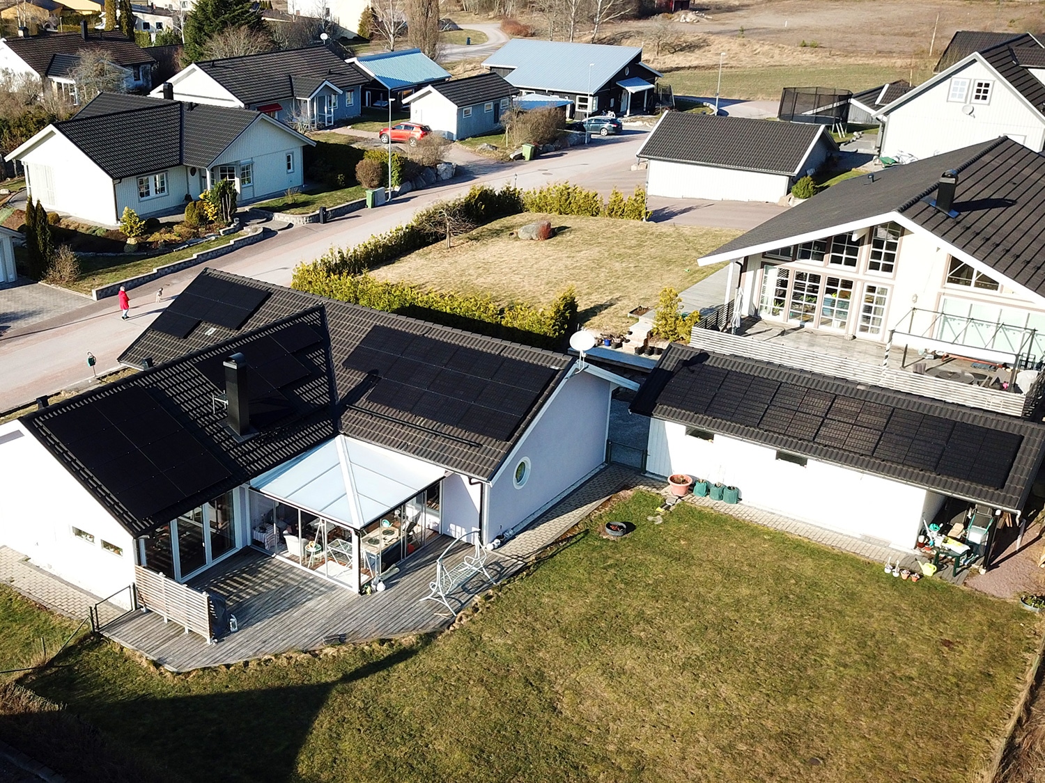 Solpaneler på villa i Kolbäck